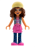 LEGO frnd509 Friends Olivia (Nougat) - Dark Pink Skirt, Dark Blue Leggings, Bright Light Yellow Knit Cap