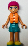 LEGO frnd513 Friends Sebastian - White Tank Top, Dark Turquoise Shorts, Yellow Shoes, Magenta Helmet, Orange Life Jacket