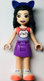 LEGO frnd514 Friends Emma - Coral and Lavender Top with Cat Head, Medium Lavender Skirt, White Shoes, Dark Purple Cat Ears