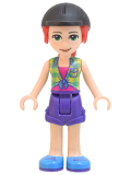 LEGO frnd522 Friends Mia - Lime Plaid Shirt, Dark Purple Shorts, Black Riding Helmet
