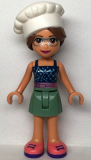 LEGO frnd539 Friends Olivia (Nougat) - Sand Green Skirt, Dark Blue Top with Metallic Pink Belt, White Chef Toque with Hair