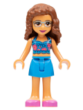 LEGO frnd556 Friends Olivia (Nougat) - Dark Azure Skirt and Top with Magenta and Coral Roses, Dark Pink Shoes
