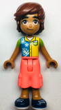 LEGO frnd581 Friends Leo - Dark Azure, Yellow, and Lime Shirt, Coral Trousers Cropped Large Pockets, Dark Blue Shoes