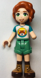 LEGO frnd584 Friends Autumn - Dark Turquoise and White Top with Fox, Sand Green Shorts, Nougat and Reddish Brown Boots