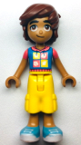 LEGO frnd587 Friends Leo - Dark Azure and Coral Hoodie, Yellow Trousers Cropped Large Pockets, Medium Azure Shoes