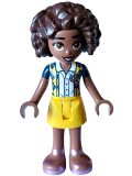 LEGO frnd609 Friends Aliya - Dark Blue Vest with Diamonds over White Blouse, Yellow Skirt, Metallic Pink Sandals