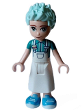 LEGO frnd613 Friends Charli - White Apron Top over Dark Turquoise Shirt, White Skirt Long, Medium Blue Shoes