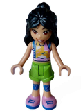 LEGO frnd614 Friends Liann - Bright Pink, Yellow, Blue, and White Tank Top, Lime Shorts, Blue Kneepads, Bright Pink Shoes