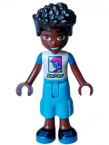 LEGO frnd616 Friends Zac - White and Blue Shirt with Racer, Dark Azure Trousers Cropped Large Pockets, Black Shoes