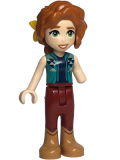 LEGO frnd620 Friends Autumn - Dark Turquoise Vest over Dark Blue Shirt, Dark Red Trousers, Medium Nougat Boots, Bright Light Orange Flower