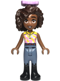 LEGO frnd621 Friends Aliya - Yellow and Bright Pink Top, Sand Blue Trousers, Black Boots, Lavender Bow