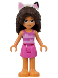 LEGO gdh002 Gabby - Dark Pink and Bright Pink Striped Tank Top, Dark Pink Skirt