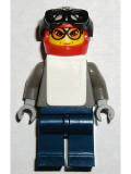 LEGO gg002 Snowboarder, Dark Gray Shirt, Dark Blue Legs, White Vest
