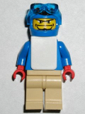 LEGO gg006 Snowboarder, Blue Shirt, Tan Legs, White Vest