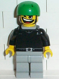 LEGO gg007 Skateboarder, Black Shirt, Light Gray Legs, with Back Stud