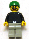 LEGO gg010 Skateboarder, Black Shirt, Light Gray Legs, without Back Stud