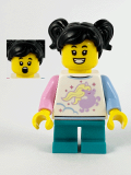 LEGO hol232 Child Girl, Unicorn Shirt, Dark Turquoise Short Legs, Black Hair