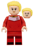 LEGO idea131 Soccer Player, Female, Red Uniform, Light Nougat Skin, Bright Light Yellow Hair Swept Back