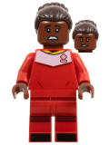 LEGO idea133 Soccer Player, Female, Red Uniform, Reddish Brown Skin, Dark Brown Hair with Bun