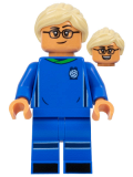 LEGO idea140 Soccer Player, Female, Blue Uniform, Nougat Skin, Tan Ponytail, Glasses