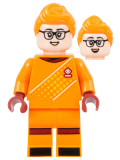 LEGO idea146 Soccer Goalie, Female, Orange Uniform, Light Nougat Skin, Orange Hair