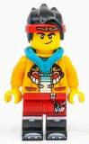LEGO mk038 Monkie Kid - Bright Light Orange Jacket, Dark Turquoise Hood (Smirk / Angry)