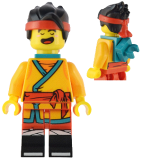LEGO mk113 Monkie Kid - Bright Light Orange Robe, Dark Turquoise Neck Bracket and Clip, Angry / Happy