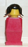 LEGO old001 Legoland Old Type - Red Torso, Red Legs, Black Pigtails Hair