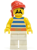LEGO pi073 Pirate Blue / White Stripes Shirt, White Legs, Red Bandana