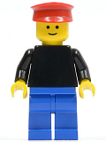 LEGO pln046 Plain Black Torso with Black Arms, Blue Legs, Red Hat