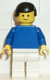LEGO pln055 Plain Blue Torso with Blue Arms, White Legs, Black Male Hair