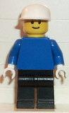 LEGO pln093 Plain Blue Torso with Blue Arms, Black Legs, White Cap