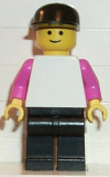 LEGO pln165 Plain White Torso with Dark Pink Arms, Black Legs, Black Cap