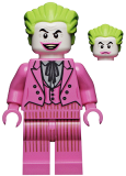 LEGO sh704 The Joker - Dark Pink Suit, Open Mouth Grin / Closed Mouth