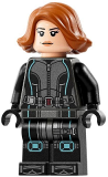 LEGO sh881 Black Widow - Black Jumpsuit, Dark Orange Short Hair, Printed Legs, Metallic Light Blue Trim