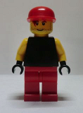 LEGO soc130 Plain Black Torso with Yellow Arms, Black Hands, Red Legs, Red Cap (Soccer Goalie)