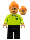 LEGO soc159 Soccer Referee - Orange Hair, Lime Jersey, Black Legs