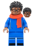LEGO soc163 Soccer Spectator - Blue Soccer Uniform, Red Scarf, Black Hair, Glasses