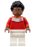 LEGO soc165 Soccer Spectator - Red Soccer Jersey, White Legs, Black Spiky Hair