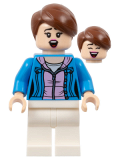 LEGO soc167 Soccer Spectator - Dark Azure Jacket, Bright Pink Shirt, White Legs, Reddish Brown Hair