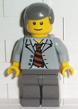 LEGO spd010 Scientist With Open Jacket, Black and Brown Stripe Tie and Plaid Shirt
