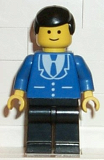 LEGO trn069 Suit with 3 Buttons Blue - Black Legs, Black Male Hair