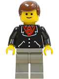 LEGO trn078 Suit with 3 Buttons Black - Light Gray Legs, Brown Male Hair