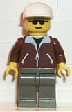 LEGO trn095 Jacket Brown - Dark Gray Legs, White Cap