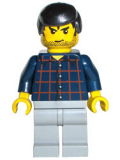 LEGO trn124 Plaid Button Shirt, Light Bluish Gray Legs, Black Male Hair, Stubble (10173)