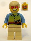 LEGO twn077 Sunset and Palm Trees - Tan Legs, Red Glasses, Tan Male Hair
