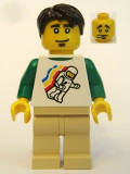 LEGO twn079 Classic Space Minifig Floating Pattern, Tan Legs, Dark Brown Short Tousled Hair