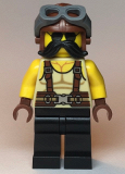 LEGO twn379 Man, Tan Tank Top, Black Moustache, Reddish Brown Suspenders and Aviator Cap with Dark Bluish Gray Goggles