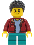 LEGO twn410 Boy - Dark Red Jacket, Dark Turquoise Short Legs, Black Hair