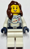 LEGO twn411 Astronaut - Female, Flat Silver Spacesuit with Harness and White Panel with Classic Space Logo, Reddish Brown Hair